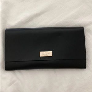 Kate Spade smooth black leather clutch